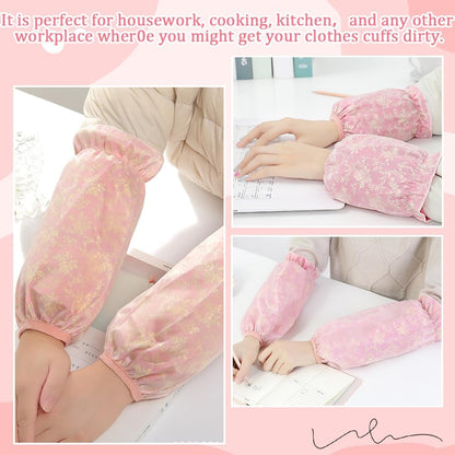 5 Pairs Stain Resistant Sleeves Kitchen Oilproof Arm Sleeves Covers Protector Waterproof Winter Double Layer Oversleeves Sleevelet Cleaning Accessories for Women Work Dish Washing