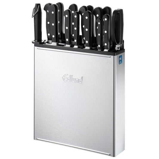 KR-700 14" Knife Rack with (10) Open Slots | Knives Accessory for Commercial Restaurant Food Truck Diner | (8) Chefs (2) Small Knives Capacity | 2.58"W x 14"L x 15.5"H, Stainless Steel, NSF