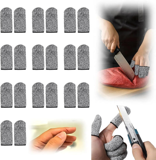 20 PCS Cut Resistant Finger Cots, Reusable Finger Guards, Durable Non Slip Thumb Protector Sleeve, Breathable Fingertip Covers for Kitchen, Work, Sculpture