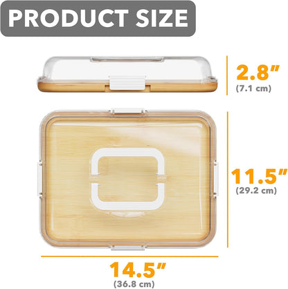 Charcuterie Board with Clear Lid, Portable Travel Cheese Cutting Boards for Picnic Accessories, Bamboo Serving Tray with Lids, House Warming Gifts, Black Handles, 8 Compartments