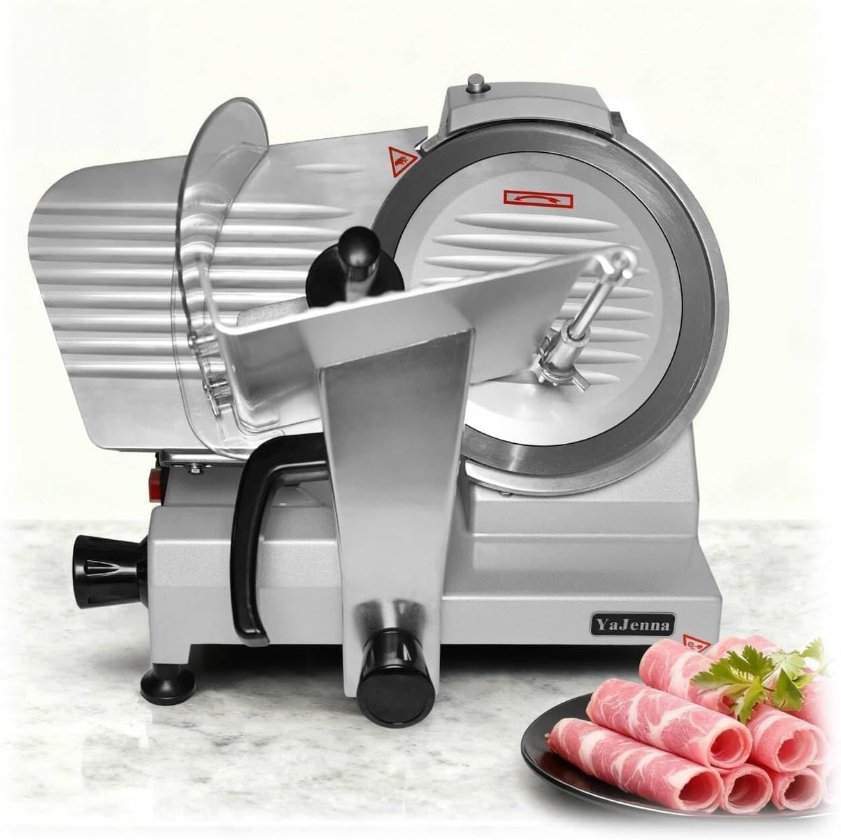 Electric Meat Slicer 10" 300W Deli and Ham Food Cheese Jerky Steak Slicer Cutting Machine Semi-Auto 0-15MM Adjustable Slice Thickness