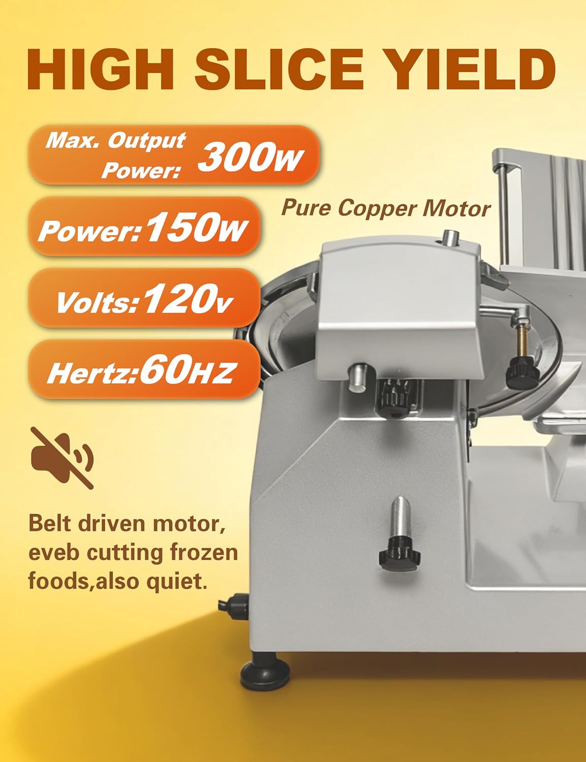 Electric Meat Slicer 10" 300W Deli and Ham Food Cheese Jerky Steak Slicer Cutting Machine Semi-Auto 0-15MM Adjustable Slice Thickness