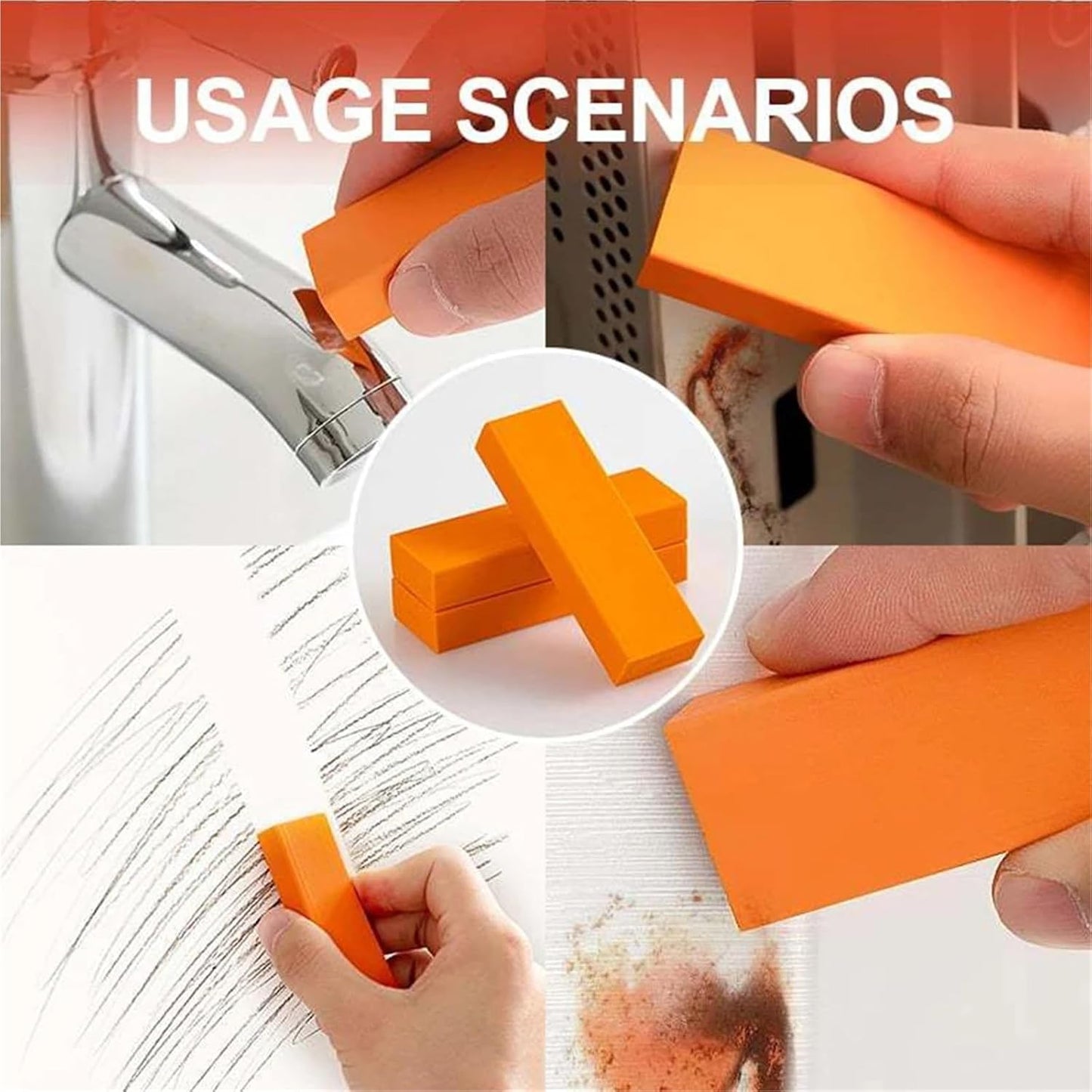 Rust Eraser 3 Pcs Reusable Stainless Steel Eraser for Rust & Stain Removal(Blue-Rubber)