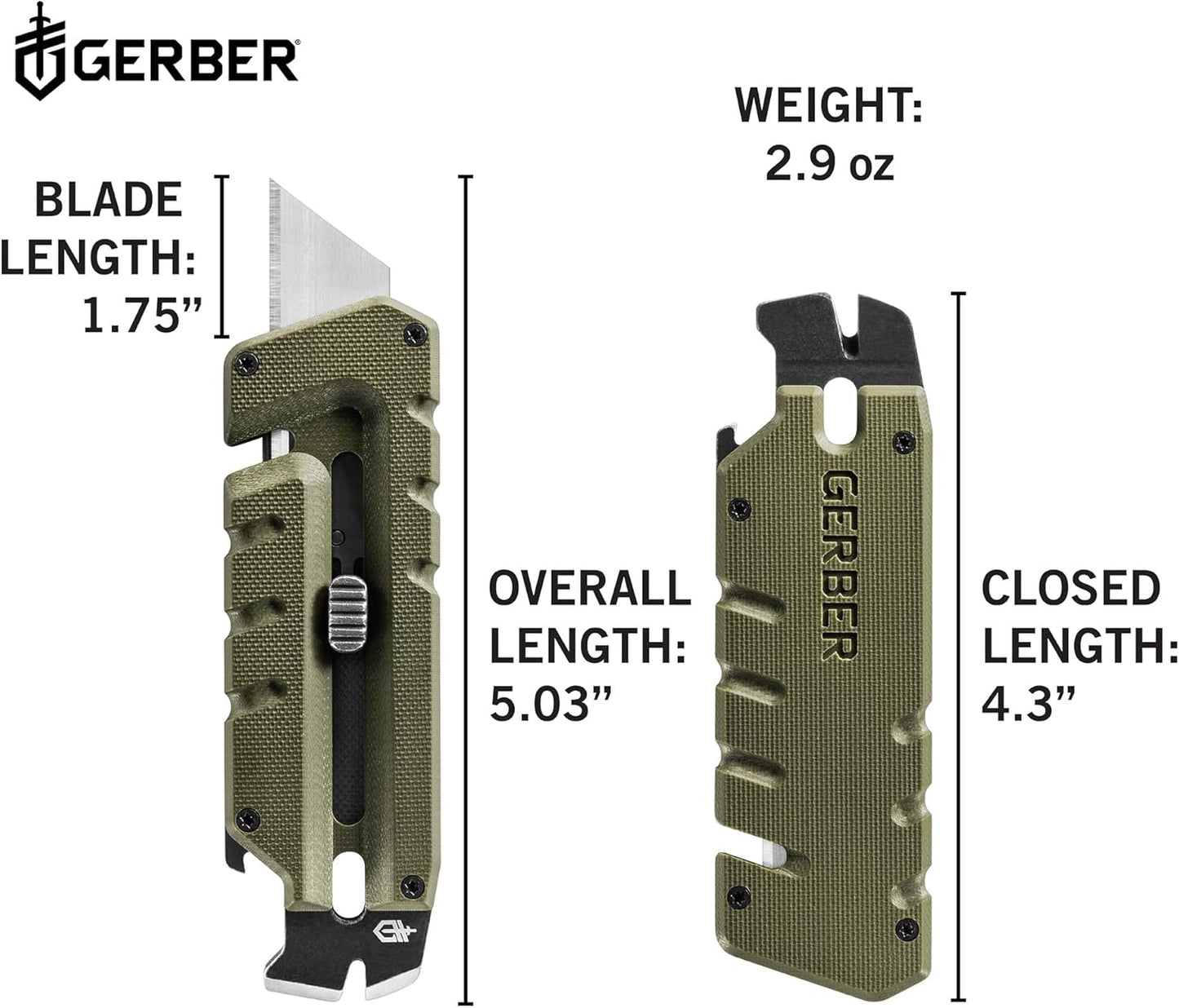 Gear Prybrid Utility Knife with Pocket Clip, Box Cutter Retractable Blade, Heavy Duty Utility Razor with Pry Bar, Bottle Opener, and Wire Stripper, Multi tool Pocket Knife, Blue with Clip