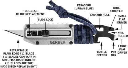Gear Prybrid Utility Knife with Pocket Clip, Box Cutter Retractable Blade, Heavy Duty Utility Razor with Pry Bar, Bottle Opener, and Wire Stripper, Multi tool Pocket Knife, Blue with Clip