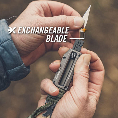 Gear Prybrid Utility Knife with Pocket Clip, Box Cutter Retractable Blade, Heavy Duty Utility Razor with Pry Bar, Bottle Opener, and Wire Stripper, Multi tool Pocket Knife, Blue with Clip