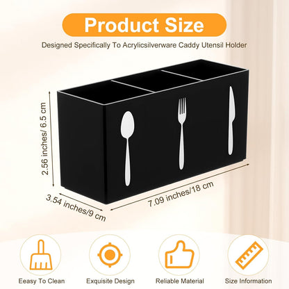 Cutlery Storage Organizer Silverware Caddy Utensil Holder Countertop Knife Spoon and Fork Organizer Kitchen 3 Section Tableware Storage Box Indoor Outdoor Party Tableware Holder (Black)