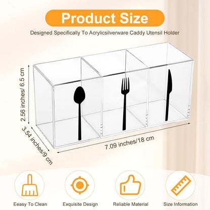 Cutlery Storage Organizer Silverware Caddy Utensil Holder Countertop Knife Spoon and Fork Organizer Kitchen 3 Section Tableware Storage Box Indoor Outdoor Party Tableware Holder (Black)
