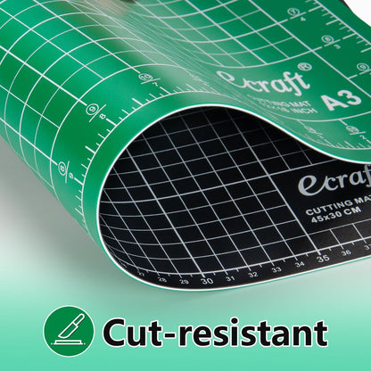 Self-Healing Cutting Mat 12x18 Inch, Double-Sided 5-Ply Gridded Rotary Cutting Board, Non-Slip Surface for Sewing, Quilting & Crafts, Green/Black