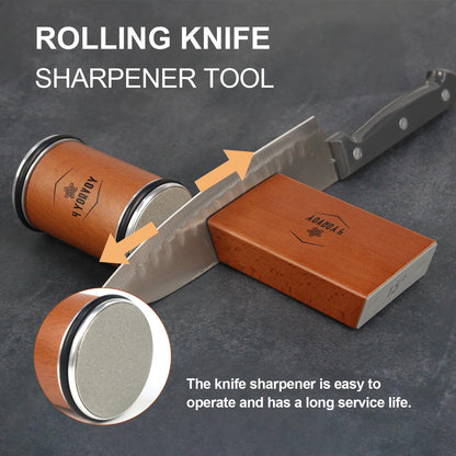 Rolling Knife Sharpener Kit- Best Knife Sharpener Tool with 15 & 20 Degree Knife Sharpening Angle- Diamond and Ceramic Discs for Sharper Kitchen Knives- Best Gift for Cooking Enthusiasts