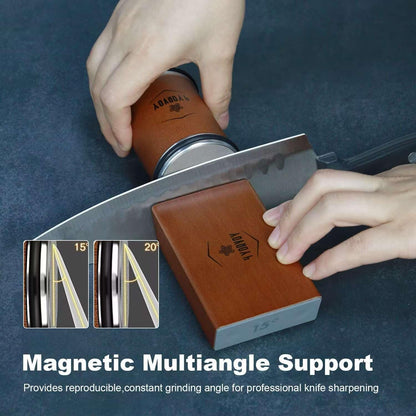 Rolling Knife Sharpener Kit- Best Knife Sharpener Tool with 15 & 20 Degree Knife Sharpening Angle- Diamond and Ceramic Discs for Sharper Kitchen Knives- Best Gift for Cooking Enthusiasts