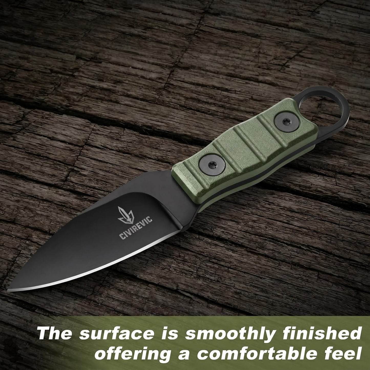 Compact Fixed Blade EDC Knife with Sheath, 2.8" Full Tang Carbon Steel