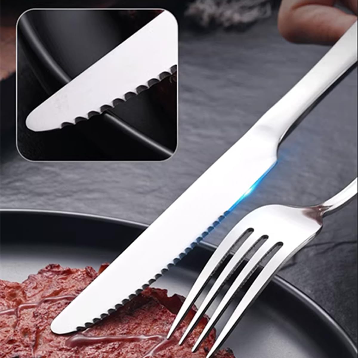 Stainless steel butter knife, set of 6 dinner knife, suitable for daily use, parties and outdoor dining,Dishwasher Safe (6)