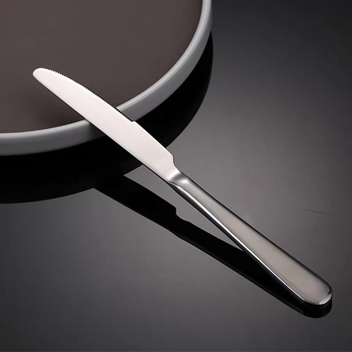 Stainless steel butter knife, set of 6 dinner knife, suitable for daily use, parties and outdoor dining,Dishwasher Safe (6)