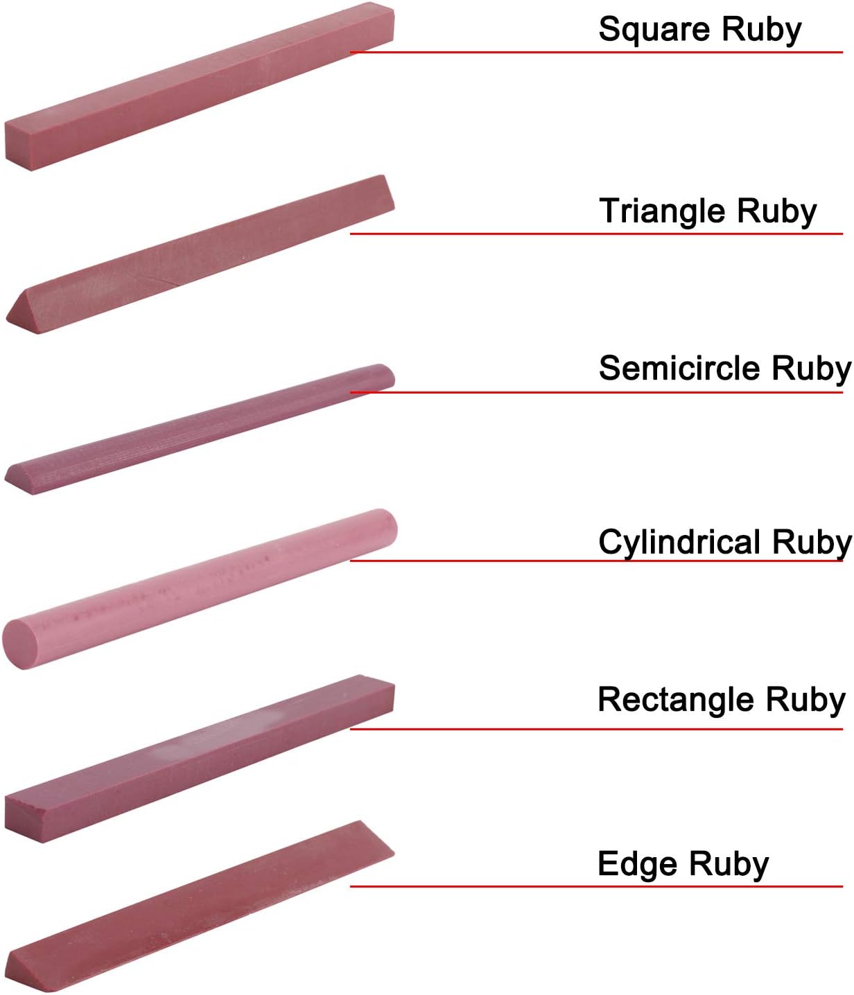 6pcs 3000# Ruby Stone/Whetstone Sharpening Stone Polishing Stone Set, Variety of Shapes for Sharpening Polishing