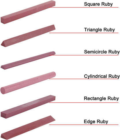 6pcs 3000# Ruby Stone/Whetstone Sharpening Stone Polishing Stone Set, Variety of Shapes for Sharpening Polishing
