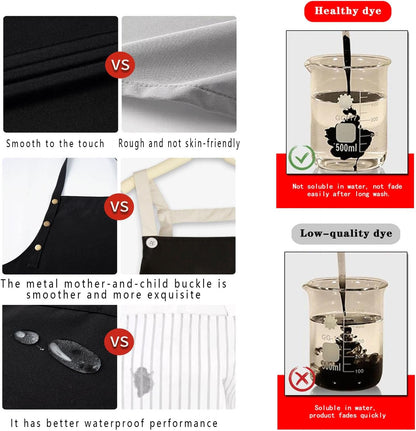 2 in 1 set Cross Strap Chef Apron with Detachable Waterproof Sleeves -Kitchen Bib Apron for Cooking, Grilling, BBQ