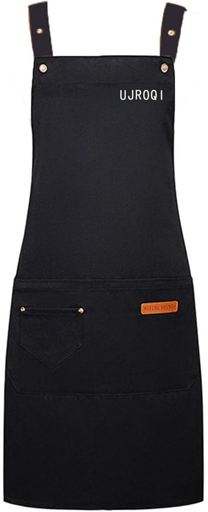 2 in 1 set Cross Strap Chef Apron with Detachable Waterproof Sleeves -Kitchen Bib Apron for Cooking, Grilling, BBQ