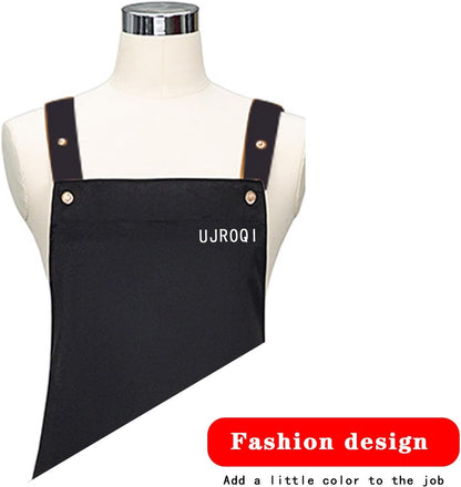2 in 1 set Cross Strap Chef Apron with Detachable Waterproof Sleeves -Kitchen Bib Apron for Cooking, Grilling, BBQ