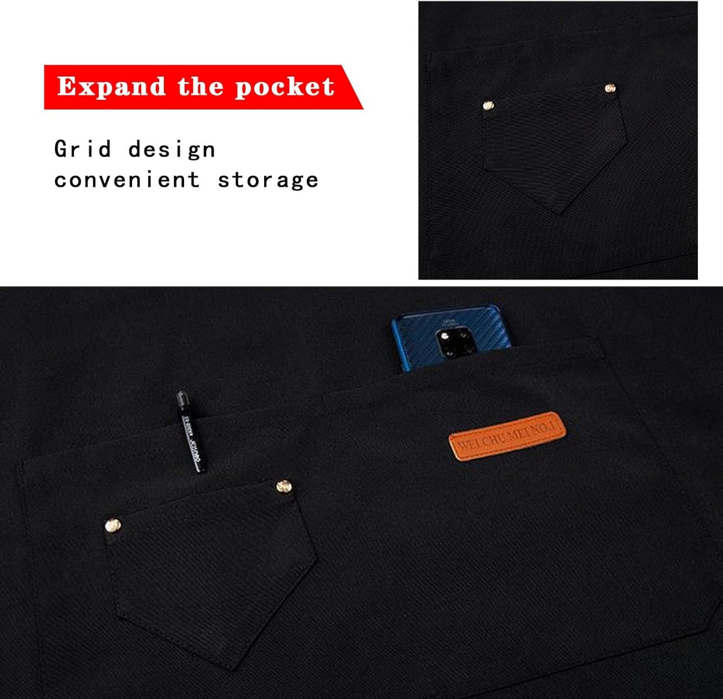 2 in 1 set Cross Strap Chef Apron with Detachable Waterproof Sleeves -Kitchen Bib Apron for Cooking, Grilling, BBQ