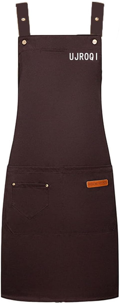 2 in 1 set Cross Strap Chef Apron with Detachable Waterproof Sleeves -Kitchen Bib Apron for Cooking, Grilling, BBQ