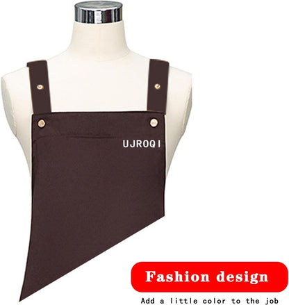 2 in 1 set Cross Strap Chef Apron with Detachable Waterproof Sleeves -Kitchen Bib Apron for Cooking, Grilling, BBQ