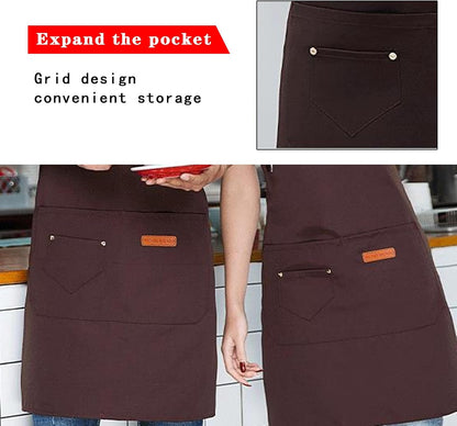 2 in 1 set Cross Strap Chef Apron with Detachable Waterproof Sleeves -Kitchen Bib Apron for Cooking, Grilling, BBQ