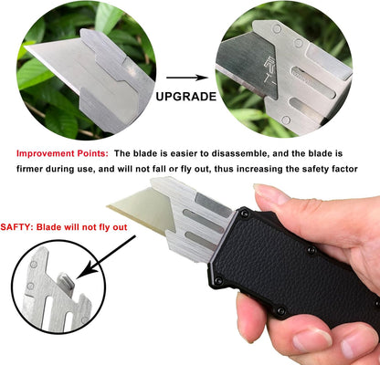 Automatic Utility Knife, Retractable Box Cutter | Black Razor Blades Pocket Knife, Box Cutter Heavy Duty, Premium Safety Utility Knife with 5PCS Blades