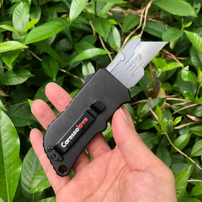 Automatic Utility Knife, Retractable Box Cutter | Black Razor Blades Pocket Knife, Box Cutter Heavy Duty, Premium Safety Utility Knife with 5PCS Blades