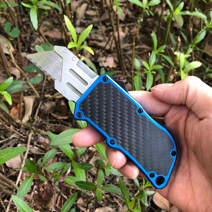 Automatic Utility Knife, Retractable Box Cutter | Black Razor Blades Pocket Knife, Box Cutter Heavy Duty, Premium Safety Utility Knife with 5PCS Blades