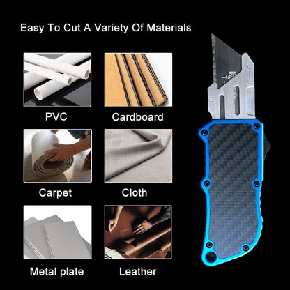 Automatic Utility Knife, Retractable Box Cutter | Black Razor Blades Pocket Knife, Box Cutter Heavy Duty, Premium Safety Utility Knife with 5PCS Blades