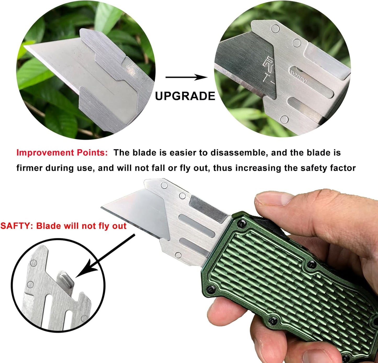 Automatic Utility Knife, Retractable Box Cutter | Black Razor Blades Pocket Knife, Box Cutter Heavy Duty, Premium Safety Utility Knife with 5PCS Blades