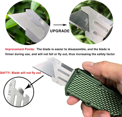 Automatic Utility Knife, Retractable Box Cutter | Black Razor Blades Pocket Knife, Box Cutter Heavy Duty, Premium Safety Utility Knife with 5PCS Blades