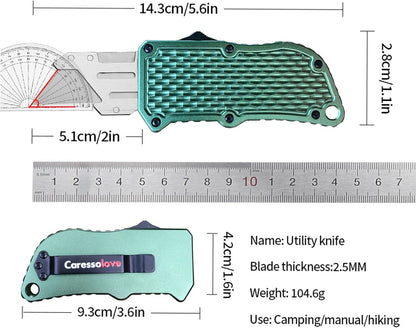 Automatic Utility Knife, Retractable Box Cutter | Black Razor Blades Pocket Knife, Box Cutter Heavy Duty, Premium Safety Utility Knife with 5PCS Blades