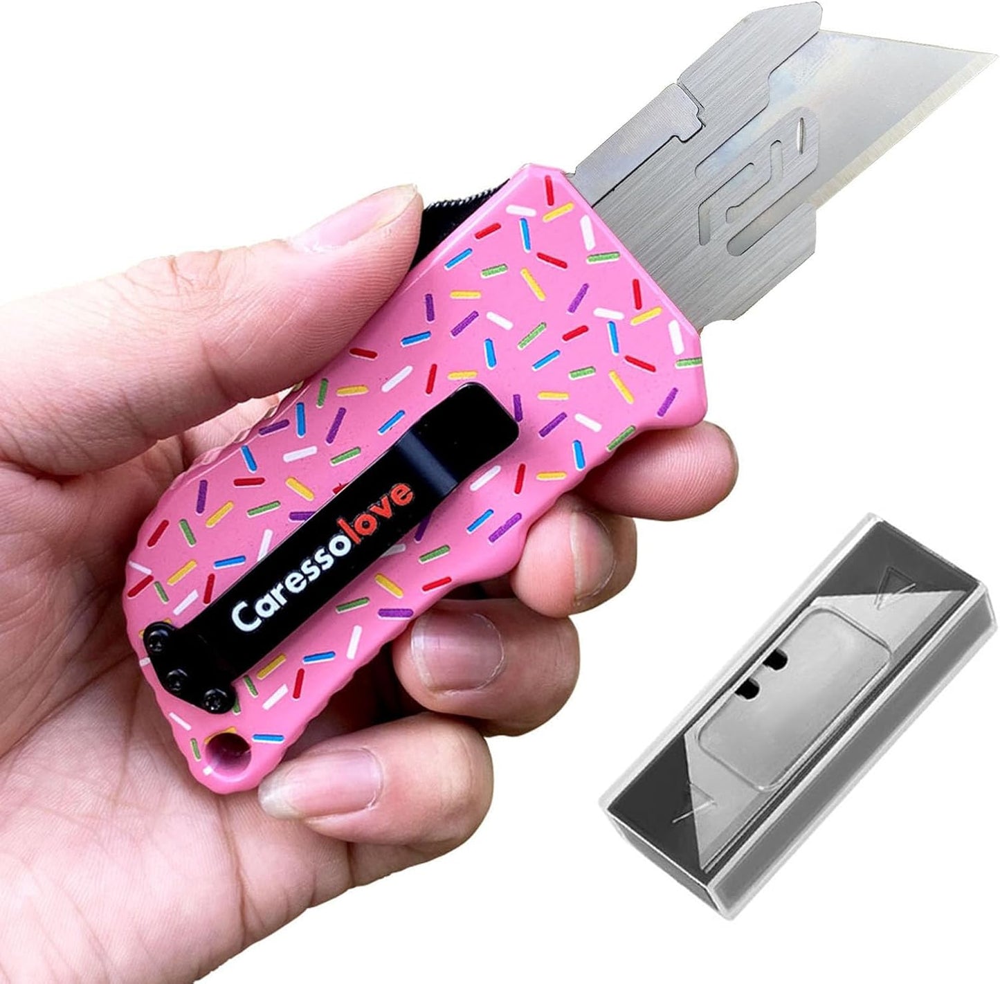 Automatic Utility Knife, Retractable Box Cutter | Black Razor Blades Pocket Knife, Box Cutter Heavy Duty, Premium Safety Utility Knife with 5PCS Blades