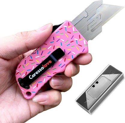 Automatic Utility Knife, Retractable Box Cutter | Black Razor Blades Pocket Knife, Box Cutter Heavy Duty, Premium Safety Utility Knife with 5PCS Blades