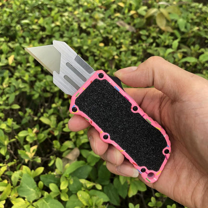Automatic Utility Knife, Retractable Box Cutter | Black Razor Blades Pocket Knife, Box Cutter Heavy Duty, Premium Safety Utility Knife with 5PCS Blades