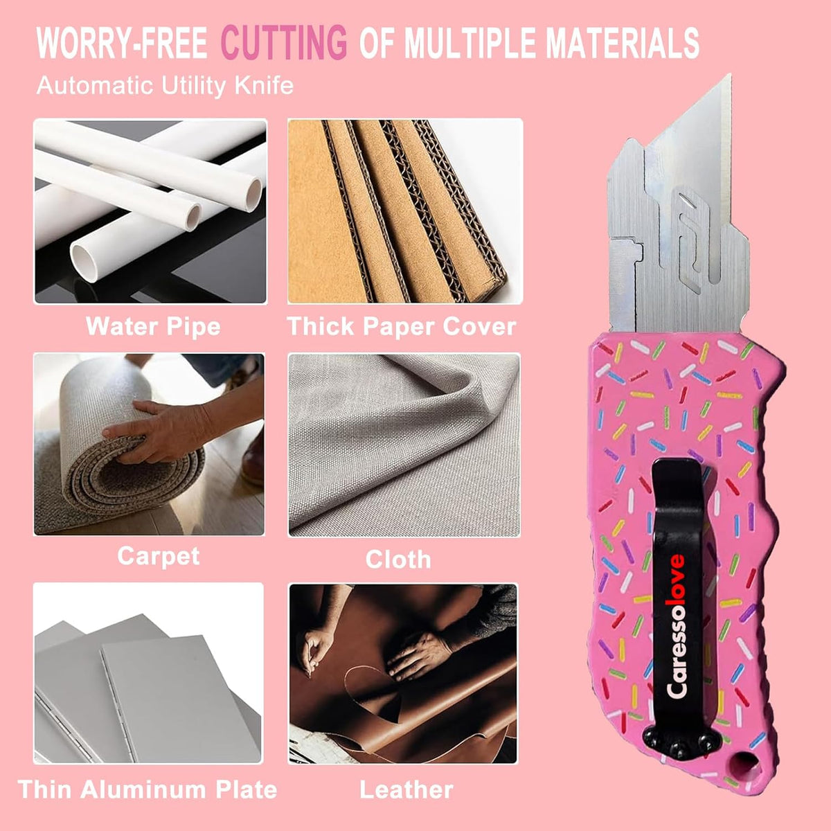 Automatic Utility Knife, Retractable Box Cutter | Black Razor Blades Pocket Knife, Box Cutter Heavy Duty, Premium Safety Utility Knife with 5PCS Blades