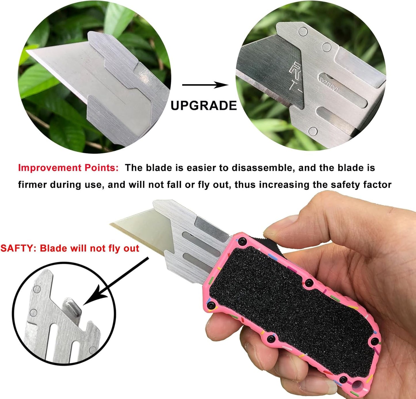 Automatic Utility Knife, Retractable Box Cutter | Black Razor Blades Pocket Knife, Box Cutter Heavy Duty, Premium Safety Utility Knife with 5PCS Blades