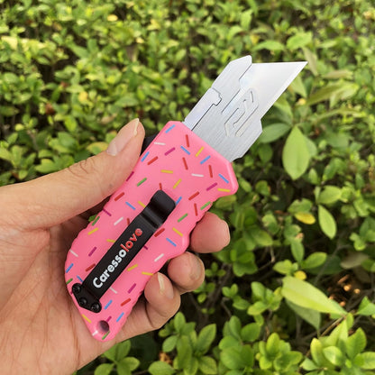 Automatic Utility Knife, Retractable Box Cutter | Black Razor Blades Pocket Knife, Box Cutter Heavy Duty, Premium Safety Utility Knife with 5PCS Blades