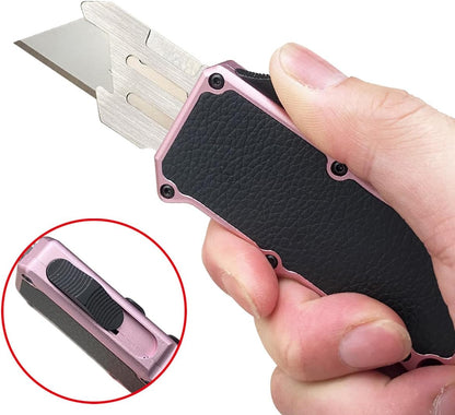 Automatic Utility Knife, Retractable Box Cutter | Black Razor Blades Pocket Knife, Box Cutter Heavy Duty, Premium Safety Utility Knife with 5PCS Blades