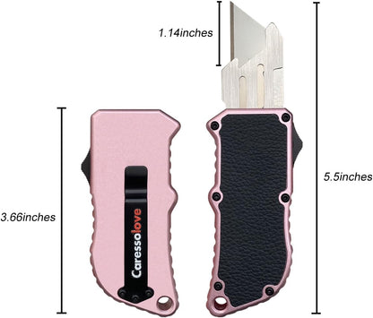 Automatic Utility Knife, Retractable Box Cutter | Black Razor Blades Pocket Knife, Box Cutter Heavy Duty, Premium Safety Utility Knife with 5PCS Blades
