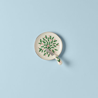 Hosting the Holidays Christmas Cheese Plate and Knife Set