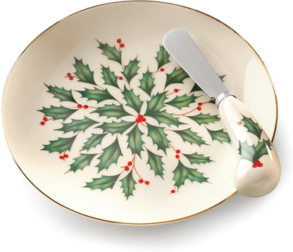 Hosting the Holidays Christmas Cheese Plate and Knife Set