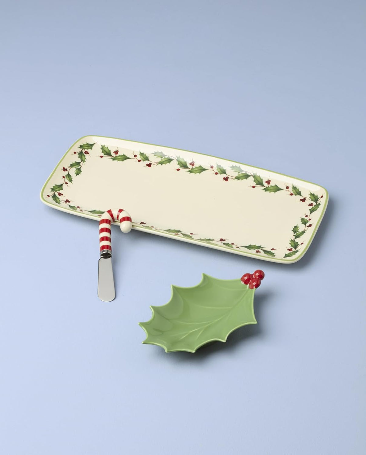 Hosting the Holidays Christmas Cheese Plate and Knife Set