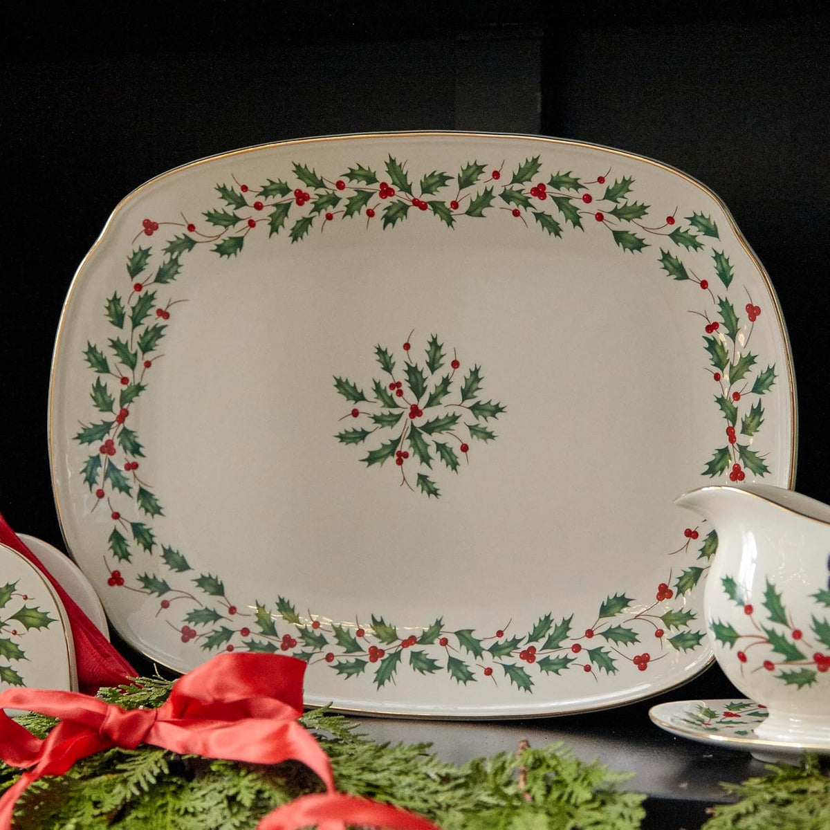 Hosting the Holidays Christmas Cheese Plate and Knife Set