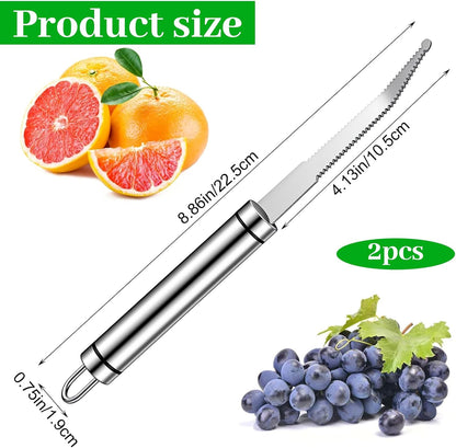 2PCS Grapefruit Knife Stainless Steel Curved Serrated Blade, Versatile Fruit Cutter, Kitchen Tool for Grapefruits, Oranges, Lemons, Citrus, Kiwi, Citrus Fruit
