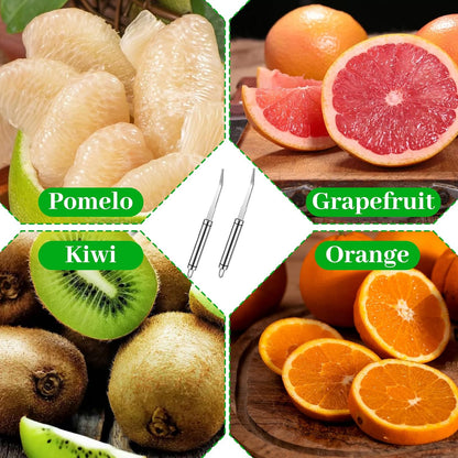 2PCS Grapefruit Knife Stainless Steel Curved Serrated Blade, Versatile Fruit Cutter, Kitchen Tool for Grapefruits, Oranges, Lemons, Citrus, Kiwi, Citrus Fruit