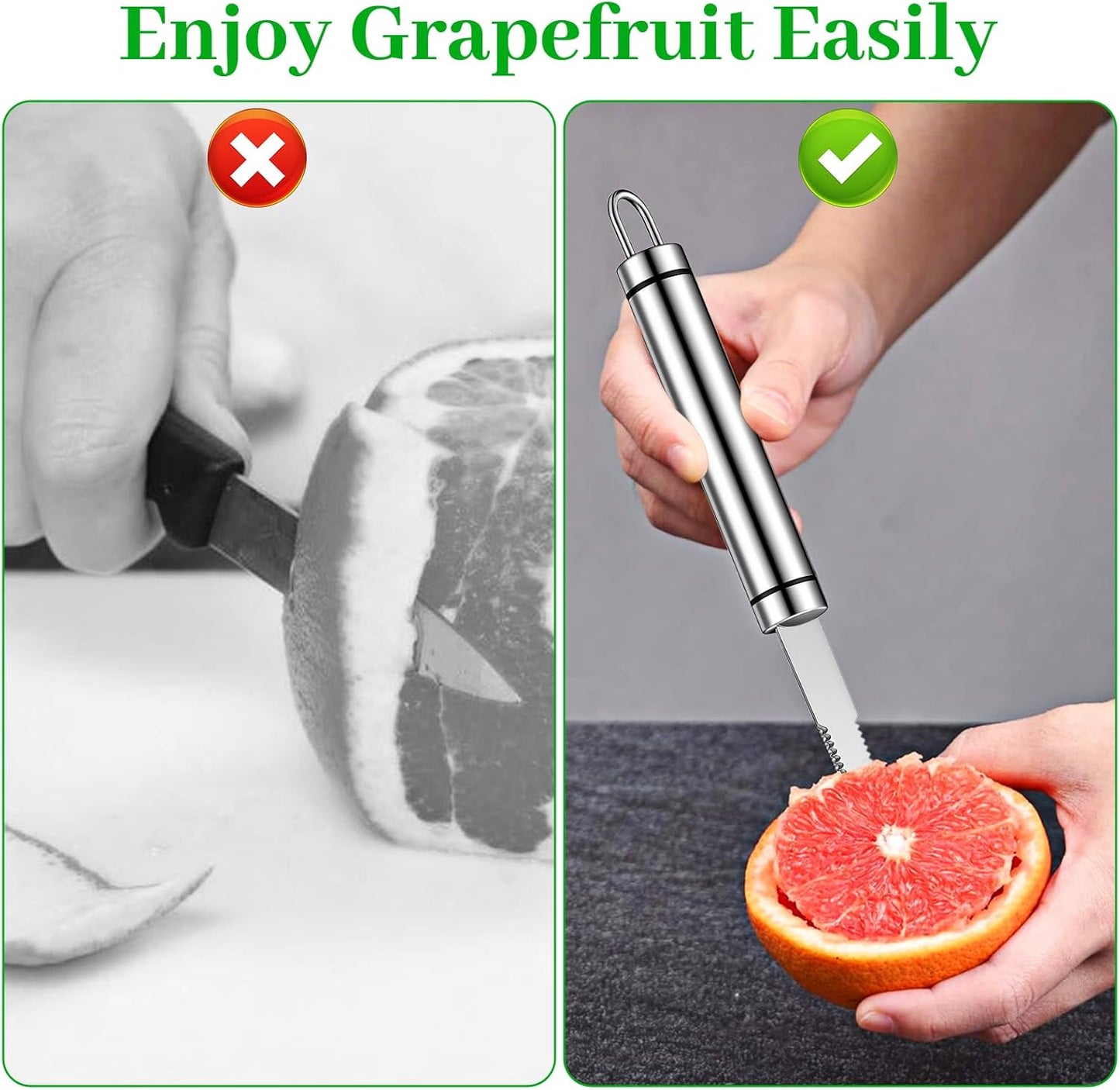 2PCS Grapefruit Knife Stainless Steel Curved Serrated Blade, Versatile Fruit Cutter, Kitchen Tool for Grapefruits, Oranges, Lemons, Citrus, Kiwi, Citrus Fruit