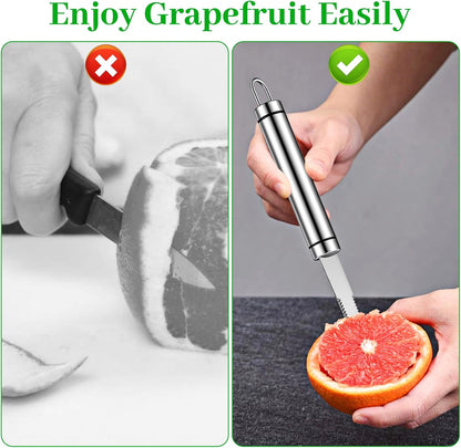 2PCS Grapefruit Knife Stainless Steel Curved Serrated Blade, Versatile Fruit Cutter, Kitchen Tool for Grapefruits, Oranges, Lemons, Citrus, Kiwi, Citrus Fruit